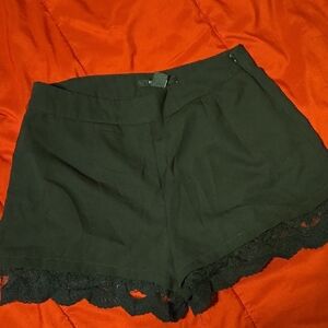 Women's Black Lace Trim Shorts